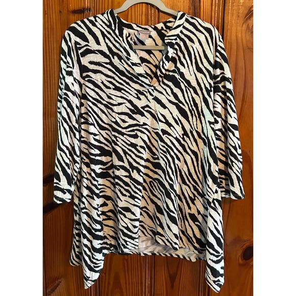 Women’s zebra print Chicos 3/4 sleeve tunic size large - Picture 1 of 4